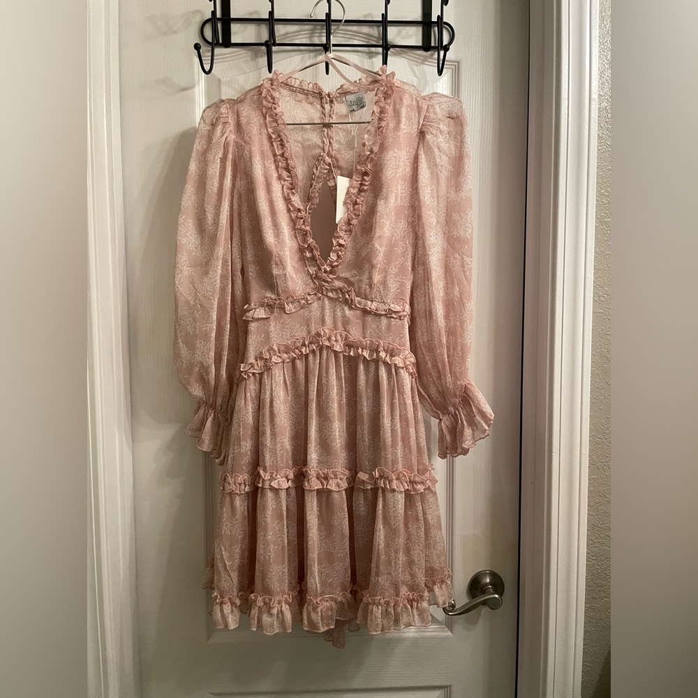 Selfie Leslie Cutout Back Ruffle Trim Dress